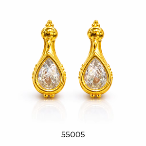 MOLL JEWELLERS ต่างหูทรงกลมโทนสีทองหรูหราพร้อมคริสตัลตรงกลาง น้ำหนักเบาและสวมใส่สบาย เครื่องประดับอินเทรนด์สำหรับสวมใส่ทุกวัน - Product Image 1