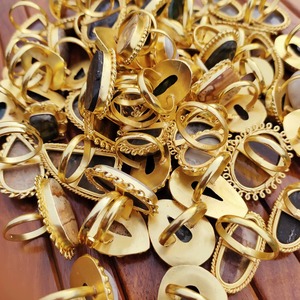 Classic <b>Indian</b> Supplier Brass Natural Stone Gemstone <b>Ring</b> for Unisex Evening Events and Formal Wear - Product Image 5