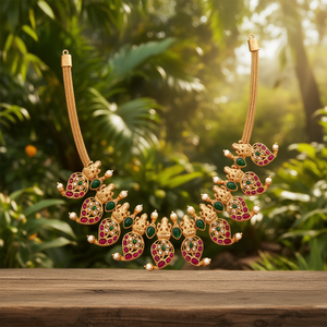 Lakshmi Jadau Handset Neckpiece-Cultural Collectible Jewelry Alloy Gold Plating Oxidized Polish Finish Regular Length Nova Mart - Product Image 3