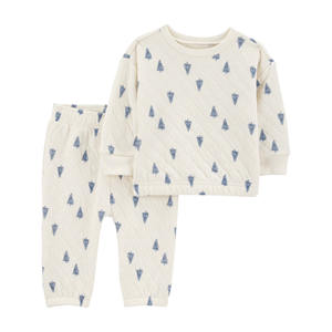 Conjunto de 2 Piezas para Bebé Unisex, Vestidos de Manga Larga y Pantalones Deportivos, Transpirables, Impermeables, Resistentes al Viento, 100% Algodón, Estampado Completo, Invierno - Product Image 3