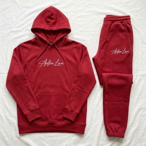 Men's Pink Hoodie Tracksuit <b>Set</b>, Pullover Sweatshirt Jogger <b>Pants</b> <b>2</b> <b>Piece</b> Casual Sportswear Wholesale OEM - Product Image 5