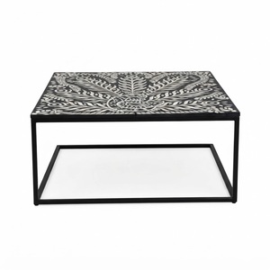 Mesa de Centro Óptica con Incrustaciones de Hueso, Hecha a Mano, Geométrica, con Rayas Blancas y Negras de Resina, Mueble para Sala de Estar, Logotipo Personalizado - Product Image 6
