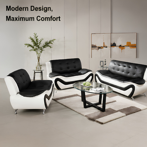 Juego de sofás modernos de 1, 2 y 3 plazas con sofá de dos plazas y sillón, piel sintética |   Muebles de Salón para Dormitorio, Apartamento y Hotel, Hogar - Product Image 2