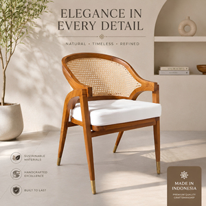 Teak Cane <b>Armchair</b> with Cushion Commercial <b>Dining</b> Chair for Resort Hotel Restaurant Projects Wholesale FCL Furniture Export - Product Image 6