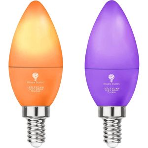 Lampadina LED BlueX 4W (equivalente a 40 Watt) con attacco E12, confezione da 2 - Illuminazione per feste viola e arancione per decorazioni domestiche e portico - Product Image 1