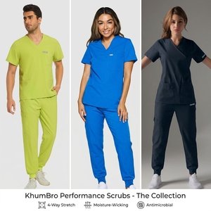 Ensemble de tenues médicales - Blouse et pantalon de travail durables à col en V en tissu polyester tissé avec détection d'aiguilles, gris et noir, uniforme d'hôpital - Product Image 5