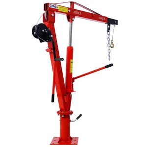 2000 lb. Grúa hidráulica roja de gran capacidad para camioneta con cabrestante manual y grúa de pluma para plataforma de camión - Product Image 3
