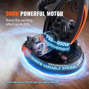 Levigatrice per Pareti 900W con 12 Tamponi Abrasivi, Velocità Regolabile 800-1800 RPM, 3 Tubi di Aspirazione, Design Pieghevole per Pulizia Pareti - Product Image 3