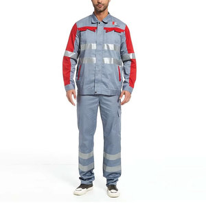 Men Hi Visibility <b>Waterproof</b> Plus Size Workwear Uniform Gray Red Reflective Stripes Safety Clothing - Product Image 5