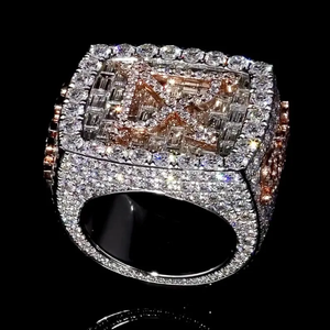Men's Iced Out Diamond <b>Pinky</b> <b>Ring</b>, Custom Letter X <b>Ring</b>, Baguette & Round Moissanite Bling <b>Ring</b>, Hip Hop Statement Jewelry - Product Image 2