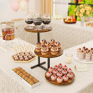 Rustic Wood <b>Cake</b> <b>Stand</b> <b>Set</b> 4 Tier Dessert Display For Wedding Birthday Party Decoration <b>Cake</b> <b>Stand</b> - Product Image 6