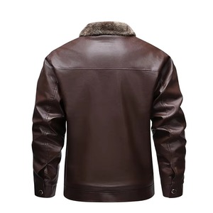 2026 New Product <b>Warm</b> <b>Fleece</b> Leather Jacket Fall Winter Men's Leather Coat Casual And Versatile Windproof Zipper Closure - Product Image 2