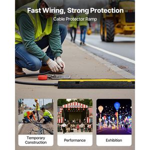 Rampa Protettiva per Cavi in Gomma Resistente con Capacità di 22.000 Libbre per Asse, 2.2 X 2 Canali, Copertura per Cavi di Segnalazione e Tubi Flessibili - Product Image 1