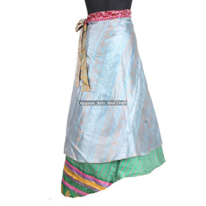 New Reversible Vintage Silk <b>Magic</b> 38inch Length Wrap Skirt Halter Tube Dress Reversible Wrap Skirt Vintage Sari <b>Beach</b> Dresses - Product Image 5