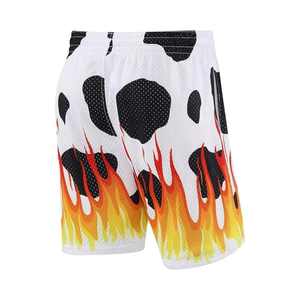 Compre Ahora Pantalones Cortos Deportivos de Malla con Estampado de Llamas para Hombre, Transpirables, de Secado Rápido, Casuales de Verano, con Logotipo Personalizado, Proveedor Mayorista OEM ODM - Product Image 2