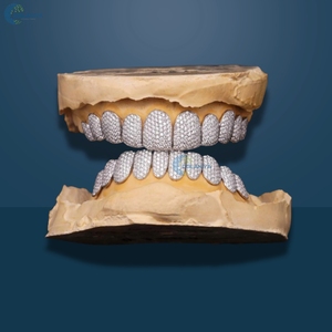 10 <b>Top</b> And 10 Bottom Iced Out Hip Hop Grillz Customized Rapper Style Moissanite Grillz For Him 925 Sterling <b>Silver</b> Grillz - Product Image 3