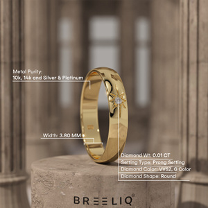 แหวนทองคำแท้ 14K ประดับเพชรแล็บโกรว์ทรงดาว ดีไซน์เรียบหรู พร้อมวงแหวนเพชรสลักลาย สำหรับทั้งชายและหญิง เหมาะสำหรับสวมใส่เป็นแหวนแต่งงานหรือแหวนซ้อนกันได้ - Product Image 2