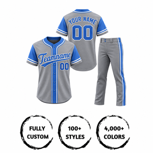 Conjunto de Uniforme de Béisbol de Alta Calidad para Adultos, Manga Corta, Impresión Sublimada, Absorbe la Humedad, 100% Poliéster, Nombre y Número del Equipo - Product Image 4
