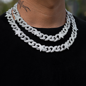 Premium Iced Cuban Link <b>Necklace</b> for Men Featuring Lab Grown Diamond Style <b>Statement</b> Fashion Jewelry for Parties Festivals - Product Image 2