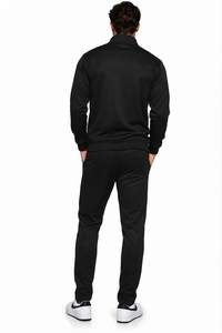Ensemble de survêtement pour homme avec veste à col montant et fermeture éclair intégrale, et pantalon de jogging à cordon de serrage, tenue de sport décontractée - Product Image 4