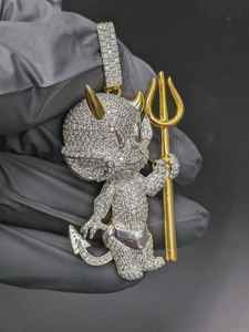 Colgante de Moissanita Iced Out con Diseño de Diablo, de Plata 925, Joyería Hip Hop, Joyería Bust Down para Raperos, Bicolor, para Hombre, para Fiestas - Product Image 6