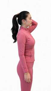 ONETEN APPAREL <b>Women</b> <b>Pink</b> Long Sleeve Zip Up Yoga Jacket Stand Collar Athletic <b>Top</b> - Product Image 3