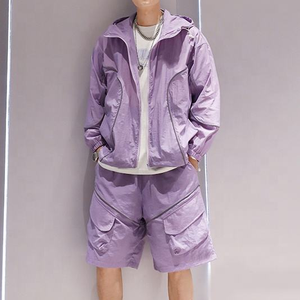 Custom Logo Winter 2-Piece Sports Zip-Up <b>Hoodie</b> & Casual Shorts Set Polyester/Nylon <b>Lightweight</b> Breathable Reflective Printing - Product Image 5