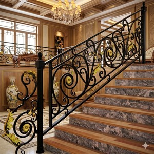 Améliorez votre maison avec des rampes d'escalier artistiques en fer : découvrez le mélange parfait de sécurité ultime et d'art métallique de luxe. - Product Image 1