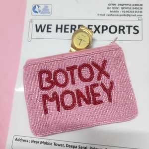 Bolsa de mano rosa hecha a mano con cuentas, monedero con cremallera para dinero y documentos, estuche de moda para cosméticos, bolsa de viaje con correa para la muñeca, regalo para fiestas - Product Image 2