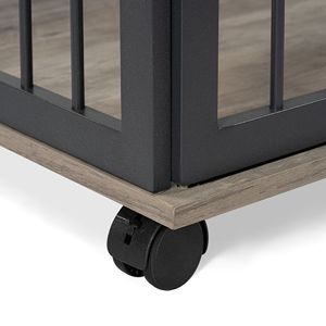Grande cage pour chien en bois robuste avec roues verrouillables et design de table d'appoint - Product Image 3
