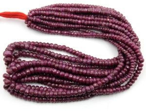 Rubis africain 100% naturel, facetté, rondelle, rouge, qualité rare, pierre précieuse, taille 3x7 mm, brin de 18 pouces, pierres en vrac, certifié par un tiers - Product Image 1