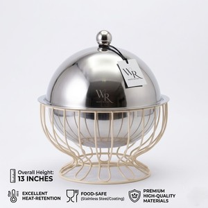 Luxury Stainless Steel Spherical Chafing Dish with Modern Wire Stand Premium <b>Buffet</b> Set Food <b>Warmer</b> for Gulf Catering & Hotels - Product Image 4