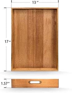 Bandeja de Servir Moderna de Madera KISWAH CRAFT, Diseño Floral Hecho a Mano, Forma Rectangular, Apta para Lavavajillas, Decorativa y Móvil - Product Image 3