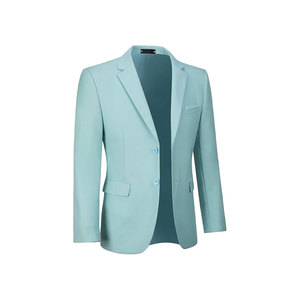 Blazer bleu clair pour homme, simple boutonnage, col à revers, style britannique, coupe classique, tissu tissé infroissable 100 % polyester - Product Image 1