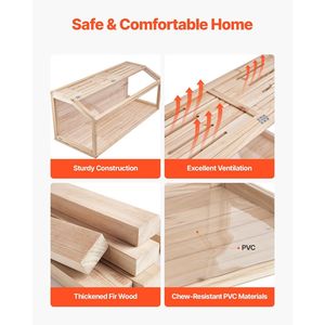 Jaula de madera para hámsteres enanos de 48 x 20 x 20 pulgadas con techo abatible de 270 grados y ventilación, hábitat SMA de 20 pulgadas para hámsteres - Product Image 2