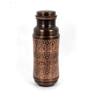 Hammered Copper Water <b>Bottle</b> Dual Texture Finish Curved Metal Drinking <b>Flask</b> Leak Resistant Designer <b>Bottle</b> OEM Wholesale - Product Image 5