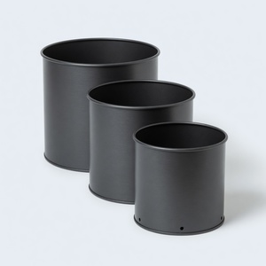 Juego de 3 Macetas Cilíndricas Anidadas de Aluminio Fundido con Pátina Antigua, Macetas para Flores de Jardín, Decoración Arquitectónica de Paisajes, con Orificio de Drenaje - Product Image 1