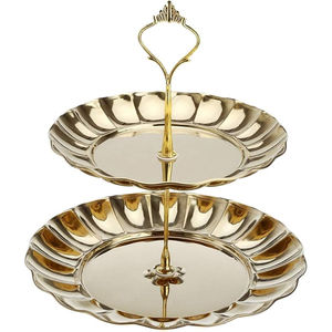 Support à gâteau élégant et moderne en aluminium doré à 3 niveaux, plateau de présentation décoratif rond en métal pour desserts, idéal pour les mariages, les fêtes et la décoration de la maison - Product Image 6