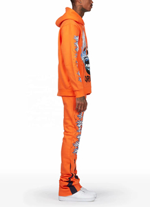 Conjunto Deportivo Personalizado para Hombre, Transpirable, de Invierno/Primavera, con Diseño de Parches, 100% Algodón, de Dos Piezas, con Sudadera con Capucha y Pantalones Deportivos Acampanados - Product Image 3