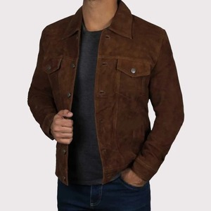 Premium Men's Logan Brown <b>Suede</b> Leather <b>Jacket</b> - Product Image 4