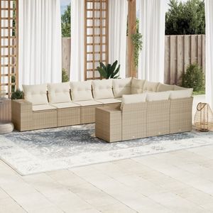 Conjunto de Sofás de Ratán Sintético Beige para Exteriores con Acero con Recubrimiento en Polvo y 100% Poliéster para Muebles de Patio - Product Image 1