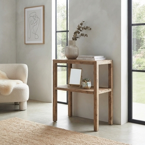 Solid Wood Tall Console Table Modern <b>Rustic</b> Plant Stand Accent Side Table Natural Teak Style Wooden <b>Desk</b> Home Living Furniture - Product Image 5