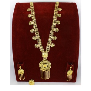 Charme Pendentif Ensemble Bijoux Plaqué Or Indien Dubaï Arabe Bijoux Pendentif Ensemble Boucles D'oreilles Collier Chaîne pour les Femmes - Product Image 2