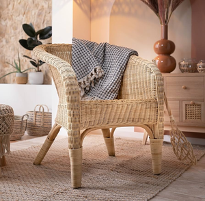 Rattan <b>Garden</b> <b>Chair</b> Coastal Style Outdoor Furniture Durable Tapered Leg Arm <b>Chair</b> for Living Room or Home Office - Product Image 3