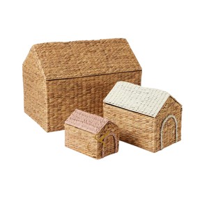 Cesta de Almacenamiento Mediana de Jacinto de Agua con Tapa, Organizador de Juguetes Tejido para Casa de Muñecas, Bonita Decoración para Habitación Infantil - Product Image 2