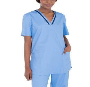 ชุดยูนิฟอร์มแพทย์พยาบาลแบบสวมใส่สบาย ระบายอากาศได้ดี ผลิตจากผ้าฝ้าย 100% คอวี แขนสั้น ขายดี - Product Image 1