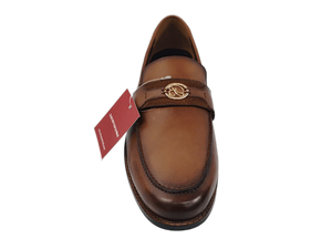 Mocasines de Cuero Genuino Color Marrón Tabaco, Punta Redonda, Sin Cordones, Suela de Goma Acolchada, Color Sólido, Para Todas las Temporadas - Product Image 4
