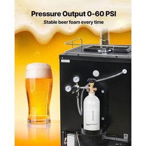 Nuova Bombola CO2 in Lega di Alluminio da 2,5 Libbre con Rivestimento Spray Grigio Chiaro, Capacità 2L, Valvola CGA320, Pressione Regolabile 150 Bar - Product Image 4