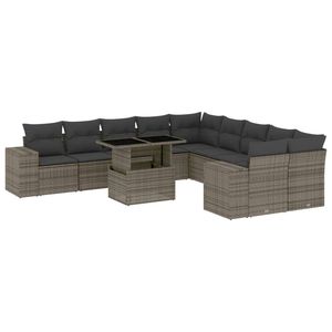 Conjunto de sofás de jardín grandes con reposabrazos ajustables en ratán sintético gris - Product Image 2