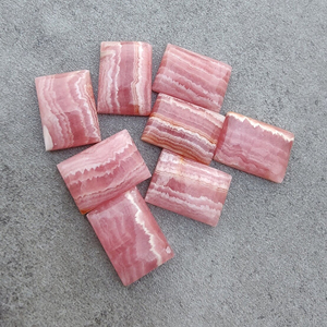 Cabochon en rhodochrosite naturelle, forme rectangulaire, dos plat, pierre précieuse calibrée - Product Image 6